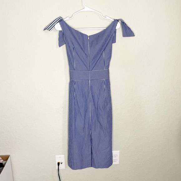 Milly Candice Striped Shirting Tie Dress Size 10 - Picture 6 of 8